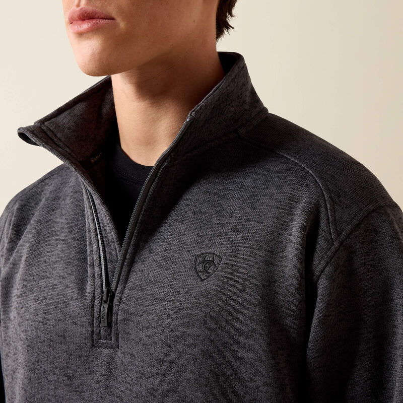 ARIAT MENS CALDWELL 1/4 ZIP SWEATER - IRON GATE