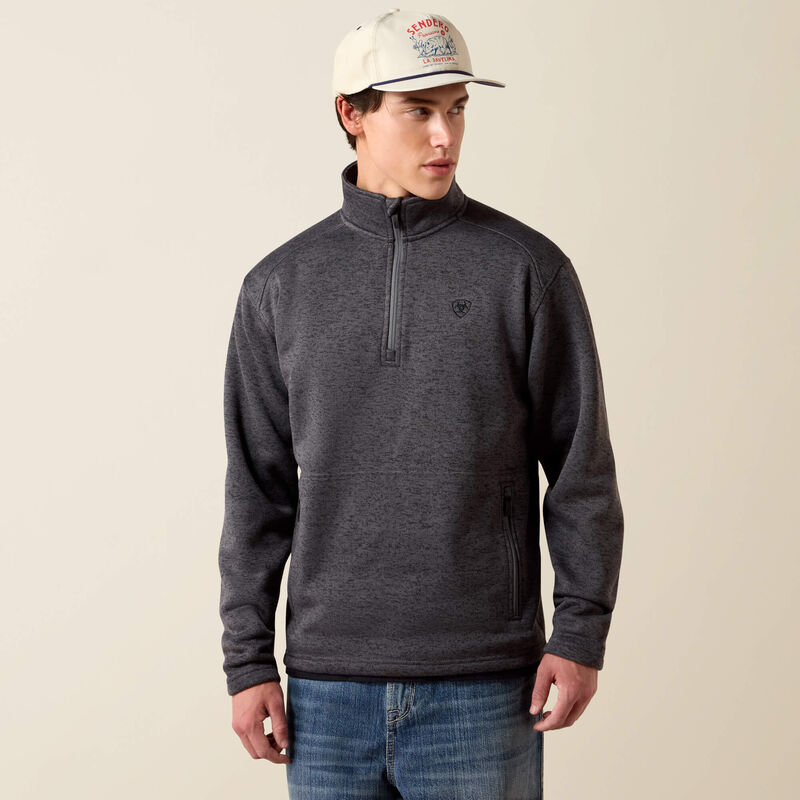 ARIAT MENS CALDWELL 1/4 ZIP SWEATER - IRON GATE