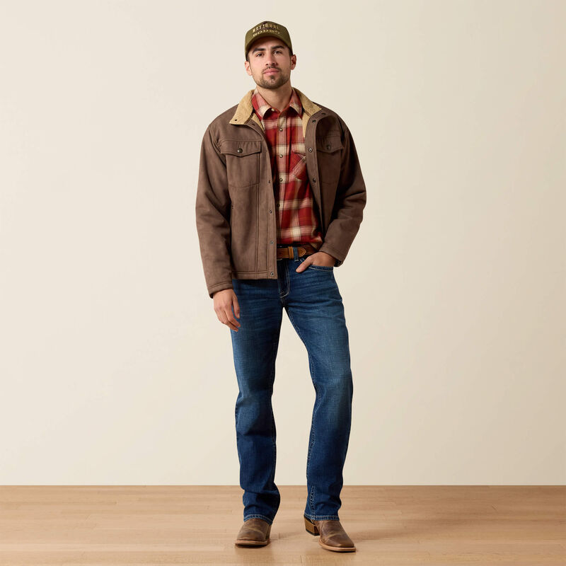 ARIAT MENS VERNON SHERPA 2.0 JACKET - WREN FAUX LEATHER PRINT