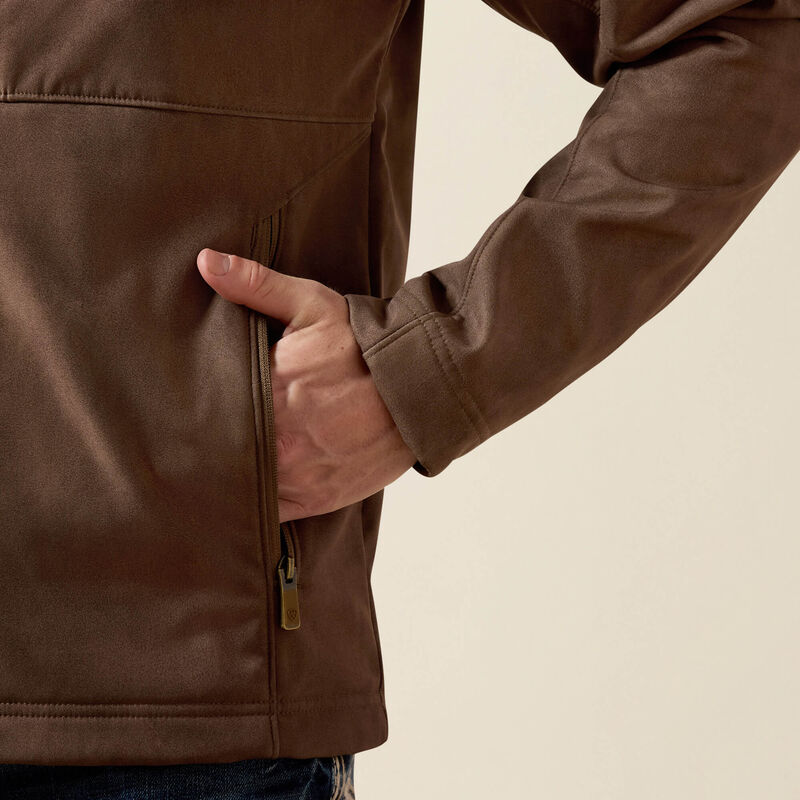 ARIAT MENS VERNON SOFTSHELL JACKET - WREN FAUX LEATHER PRINT