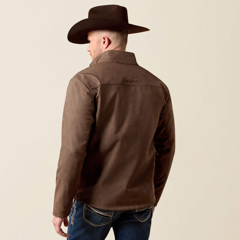 ARIAT MENS VERNON SOFTSHELL JACKET - WREN FAUX LEATHER PRINT