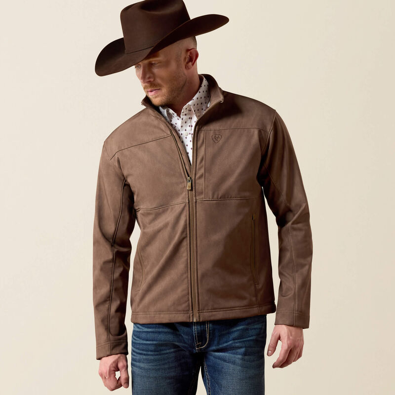 ARIAT MENS VERNON SOFTSHELL JACKET - WREN FAUX LEATHER PRINT