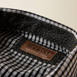 ARIAT MENS WRINKLE FREE BUD CLASSIC LONG SLEEVE SNAP SHIRT - WHITE/BLACK SMALL PLAID