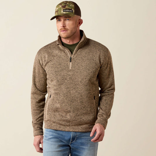 ARIAT MENS CALDWELL 1/4 ZIP SWEATER - SAVANNAH TAN