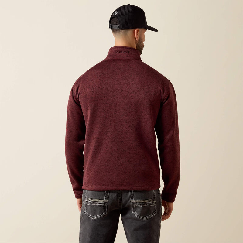 ARIAT MENS CALDWELL 1/4 ZIP SWEATER - RED MAHOGANY