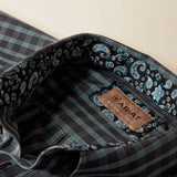 ARIAT MENS WRINKLE FREE BARBARY LONGSLEEVE SHIRT - BLACK SMALL PLAID