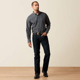 ARIAT MENS WRINKLE FREE BARBARY LONGSLEEVE SHIRT - BLACK SMALL PLAID