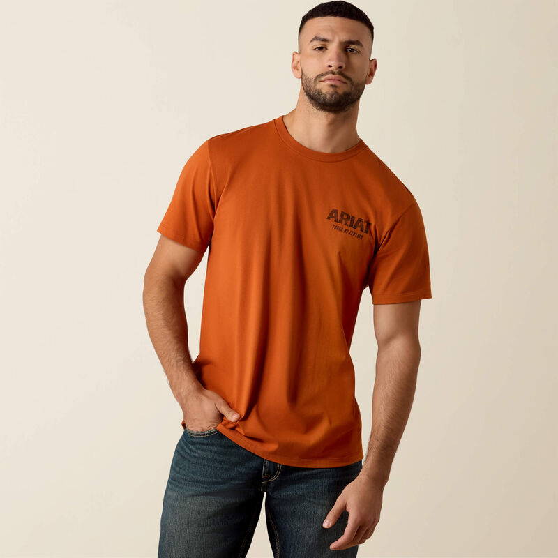 ARIAT MENS TOUGH AS LEATHER TSHIRT - BOMBAY BROWN