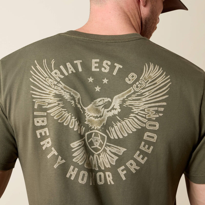 ARIAT MENS EAGLE THUNDER TSHIRT - ARMY GREEN
