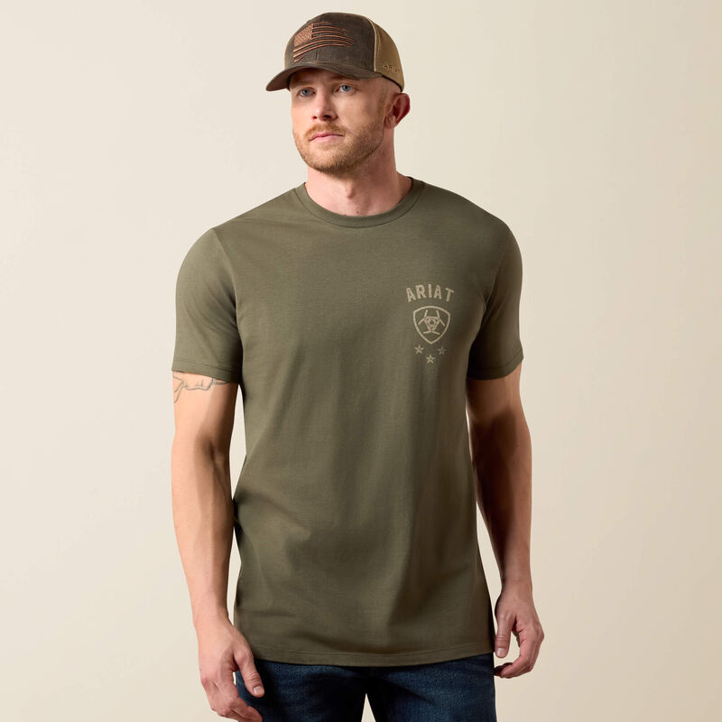 ARIAT MENS EAGLE THUNDER TSHIRT - ARMY GREEN