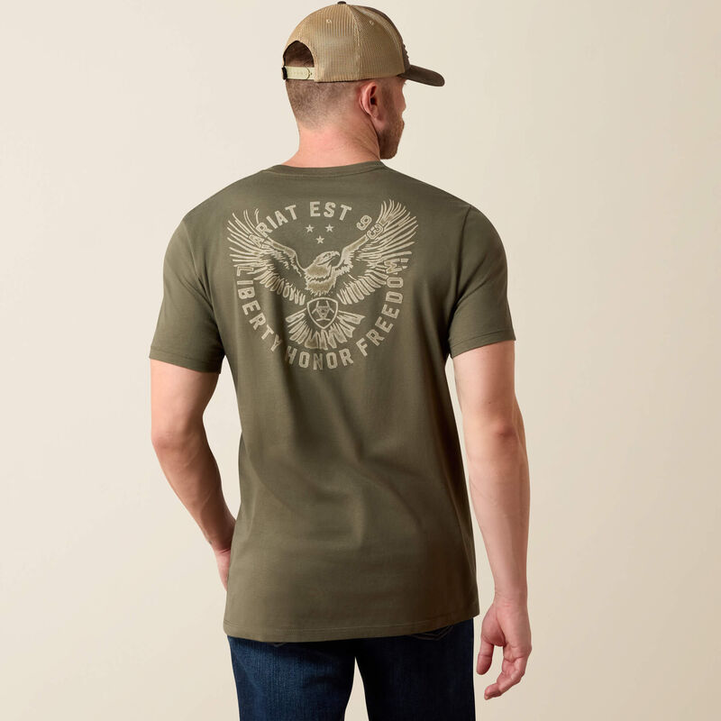 ARIAT MENS EAGLE THUNDER TSHIRT - ARMY GREEN