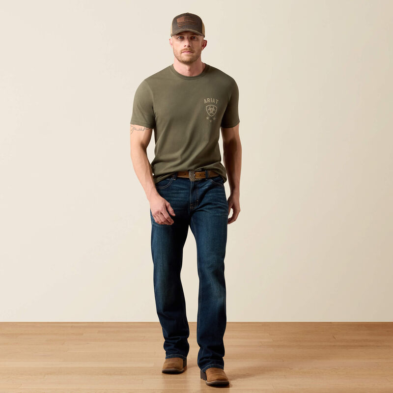 ARIAT MENS EAGLE THUNDER TSHIRT - ARMY GREEN