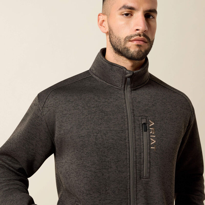 ARIAT MENS CALDWELL FULL ZIP SWEATER - BELUGA