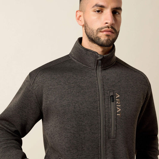 ARIAT MENS CALDWELL FULL ZIP SWEATER - BELUGA