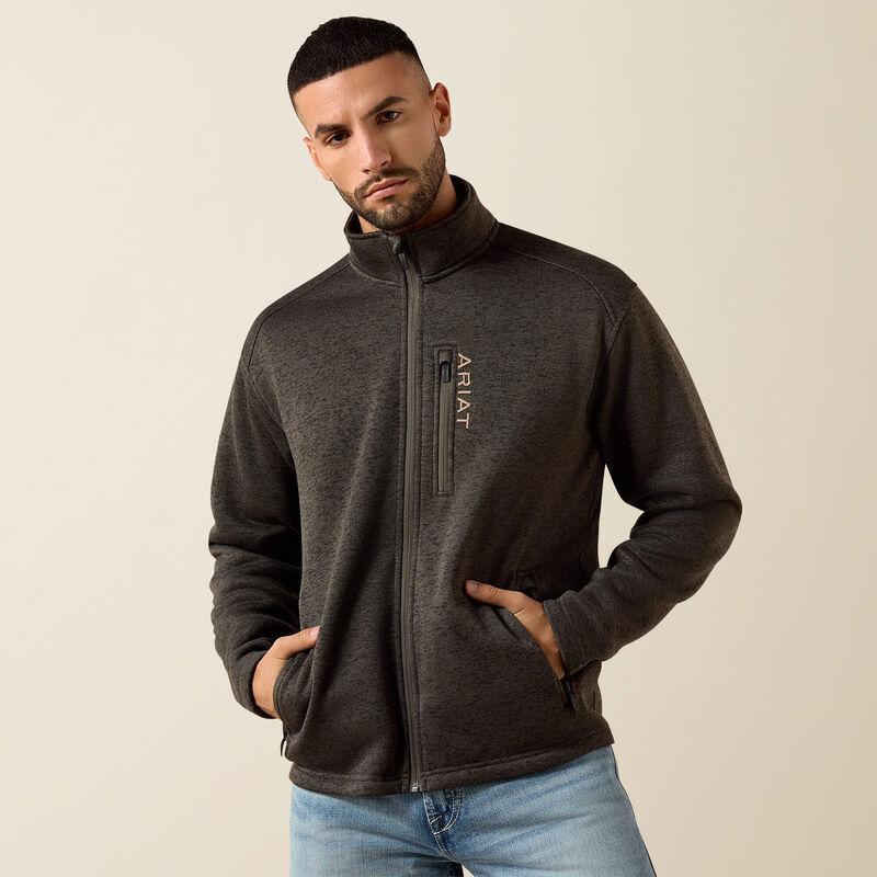 ARIAT MENS CALDWELL FULL ZIP SWEATER - BELUGA