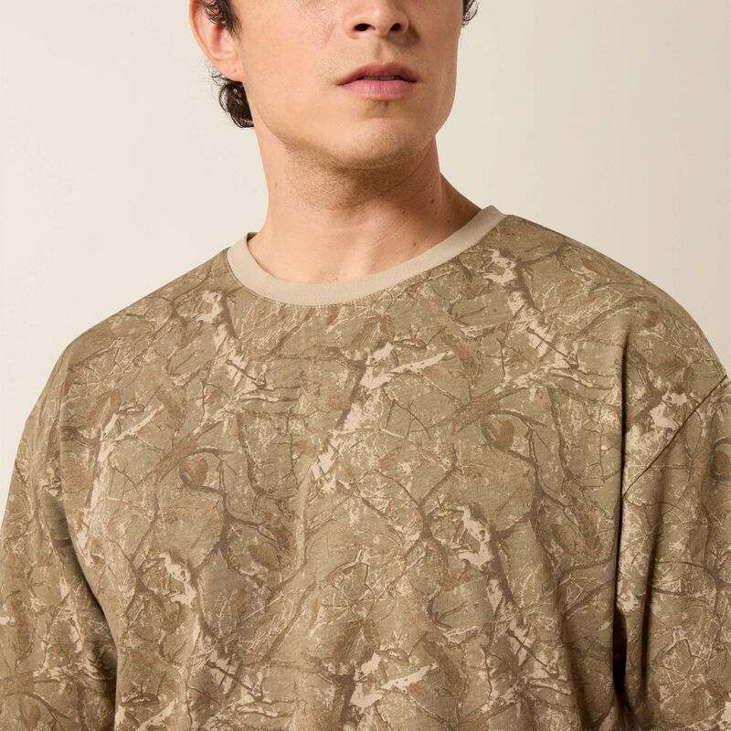 ARIAT MENS ALL OVER PRINT CAMO TOUGHSTOCK BOXY TSHIRT - BEIGE CAMO