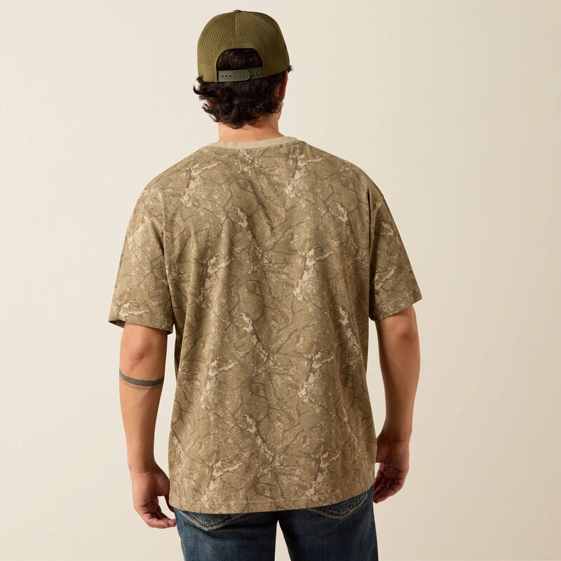 ARIAT MENS ALL OVER PRINT CAMO TOUGHSTOCK BOXY TSHIRT - BEIGE CAMO