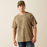 ARIAT MENS ALL OVER PRINT CAMO TOUGHSTOCK BOXY TSHIRT - BEIGE CAMO