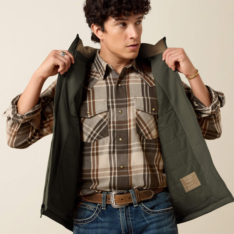 ARIAT MENS PIONEER STRETCHSHELL VEST - FOREST NIGHT
