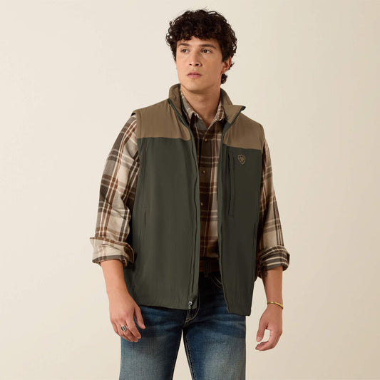 ARIAT MENS PIONEER STRETCHSHELL VEST - FOREST NIGHT