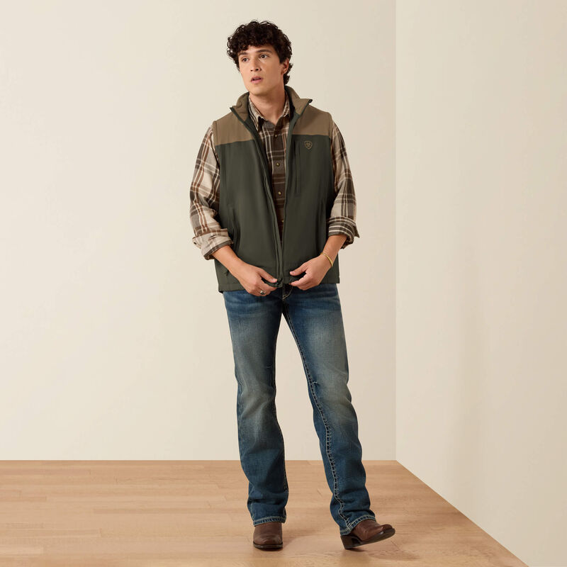 ARIAT MENS PIONEER STRETCHSHELL VEST - FOREST NIGHT