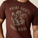 ARIAT MENS DESERT SKULLS TSHIRT - DEEP MAHOGANY