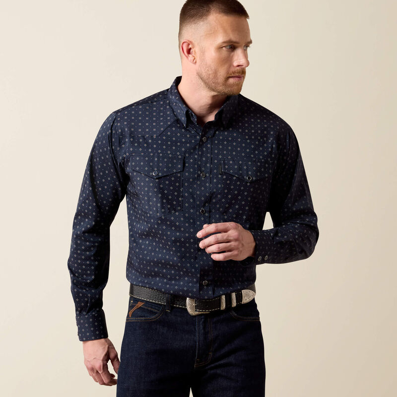 ARIAT MENS EVERYTHING LONG SLEEVE SNAP SHIRT - NIGHT SKY PRINT