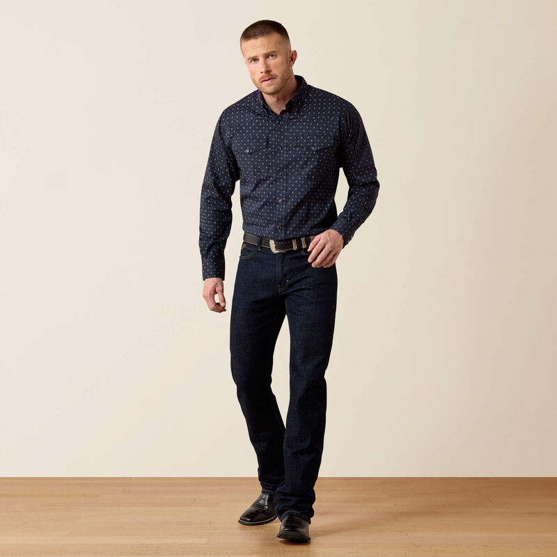 ARIAT MENS EVERYTHING LONG SLEEVE SNAP SHIRT - NIGHT SKY PRINT