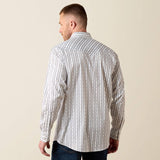 ARIAT MENS EVERYTHING LONG SLEEVE SNAP SHIRT - WHITE GEO STRIPE