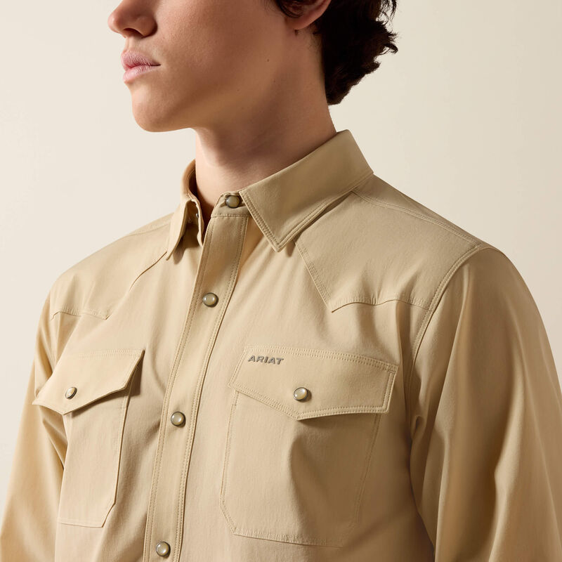 ARIAT MENS FRONTIERTOUGH VENTTEK WESTERN FITTED SNAP SHIRT - IRISH CREAM
