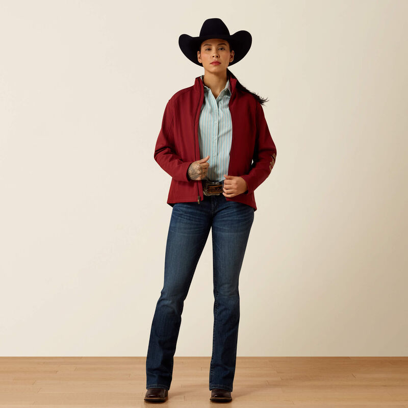 ARIAT WOMEN'S ARIAT LOGO SOFTSHELL PRINT JACKET - SYRAH