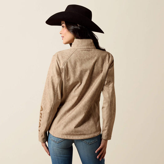 ARIAT WOMEN'S ARIAT LOGO SOFTSHELL PRINT JACKET - FADED LEOPARD