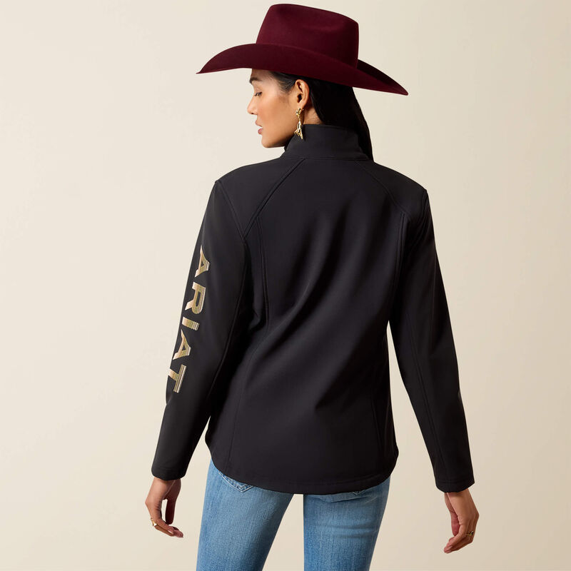 ARIAT WOMEN'S ARIAT LOGO SOFTSHELL PRINT JACKET - BLACK|STONEWALL