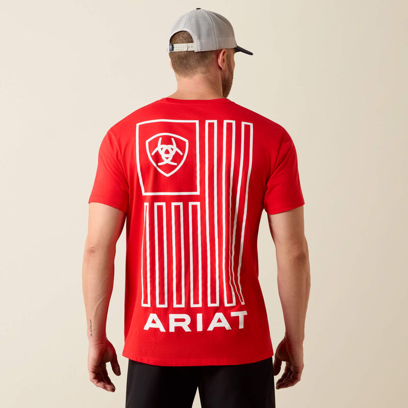 ARIAT MENS GEO FLAG TSHIRT - MARS RED