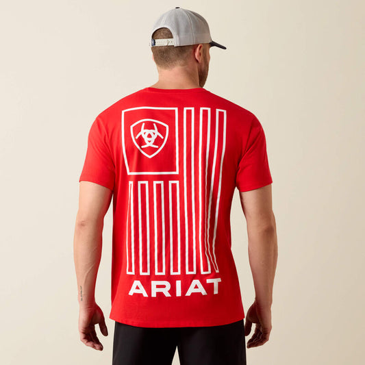 ARIAT MENS GEO FLAG TSHIRT - MARS RED