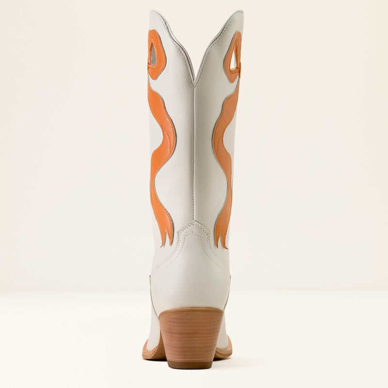 ARIAT WOMEN'S Beaux J Toe Western Boot -IVORY PEARL|ZESTY ORANGE