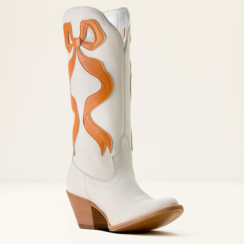 ARIAT WOMEN'S Beaux J Toe Western Boot -IVORY PEARL|ZESTY ORANGE