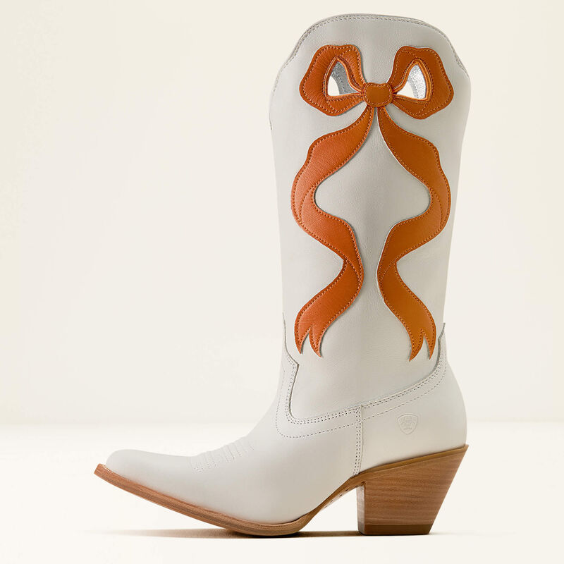 ARIAT WOMEN'S Beaux J Toe Western Boot -IVORY PEARL|ZESTY ORANGE