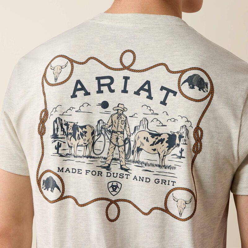 ARIAT MENS BANDANA BANDIT SHORT SLEEVE TSHIRT - OATMEAL HEATHER