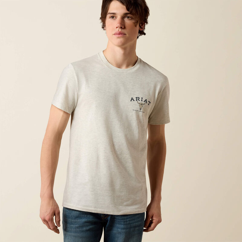ARIAT MENS BANDANA BANDIT SHORT SLEEVE TSHIRT - OATMEAL HEATHER