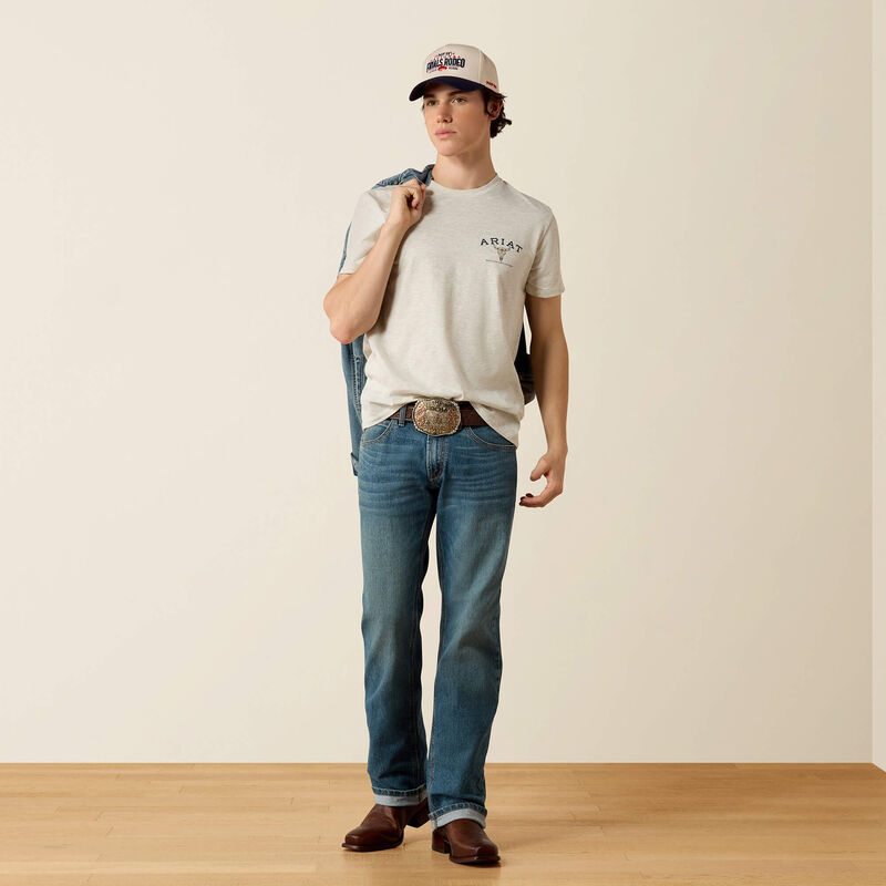 ARIAT MENS BANDANA BANDIT SHORT SLEEVE TSHIRT - OATMEAL HEATHER