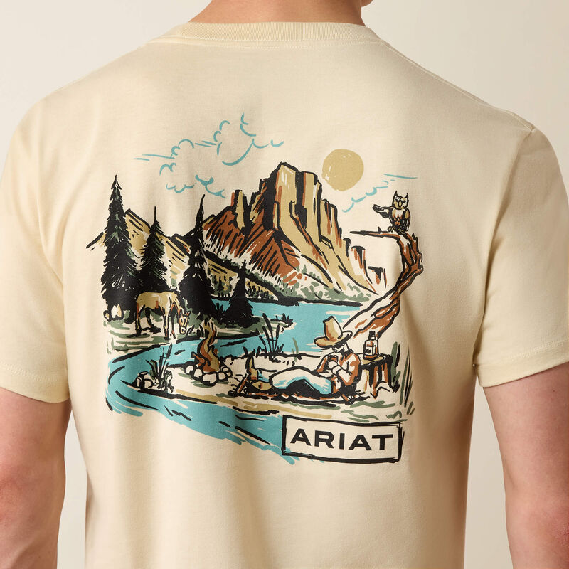ARIAT MENS SLEEPY CANYON SHORT SLEEVE TSHIRT - WOOD ASH