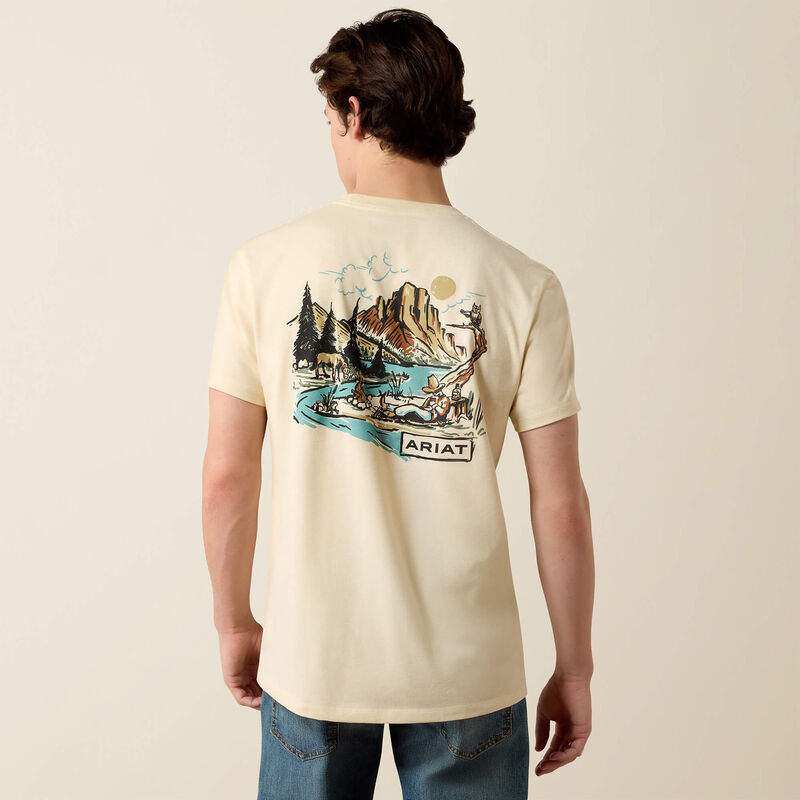 ARIAT MENS SLEEPY CANYON SHORT SLEEVE TSHIRT - WOOD ASH