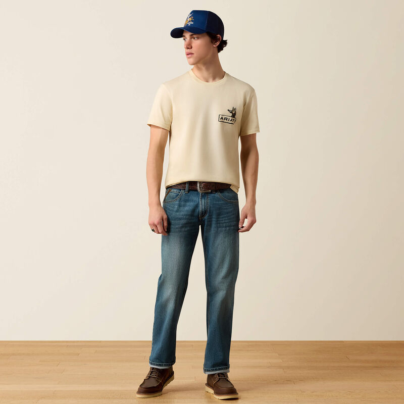 ARIAT MENS SLEEPY CANYON SHORT SLEEVE TSHIRT - WOOD ASH