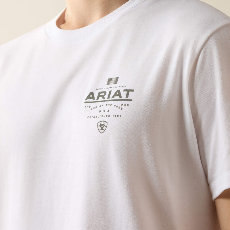 ARIAT MENS LOCKUP FLAG PAINTED SHORT SLEEVE TSHIRT - WHITE