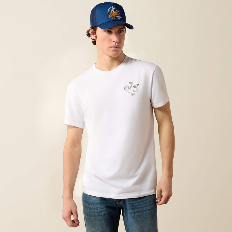 ARIAT MENS LOCKUP FLAG PAINTED SHORT SLEEVE TSHIRT - WHITE