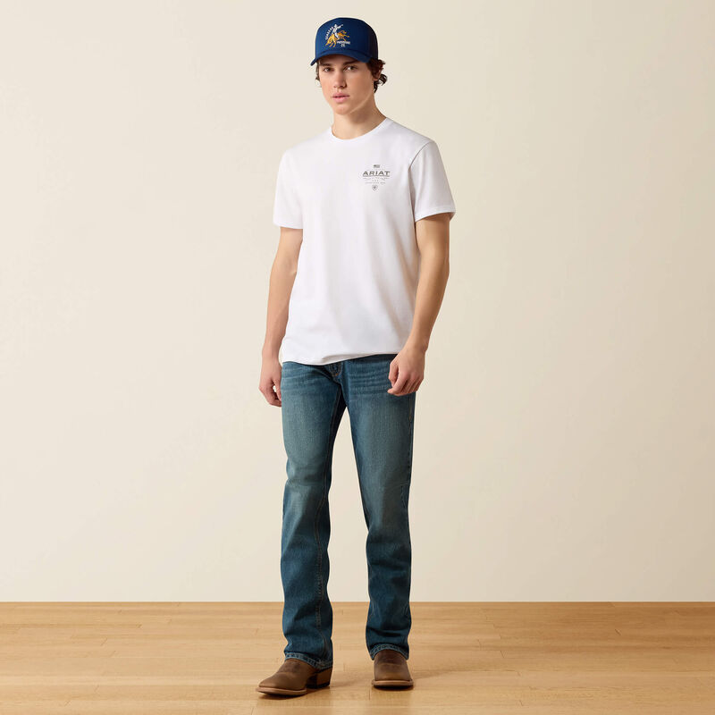 ARIAT MENS LOCKUP FLAG PAINTED SHORT SLEEVE TSHIRT - WHITE