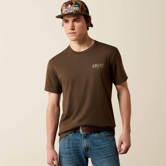 ARIAT MENS MOUNTAIN BULL SHORT SLEEVE TSHIRT - TURKISH COFFEE