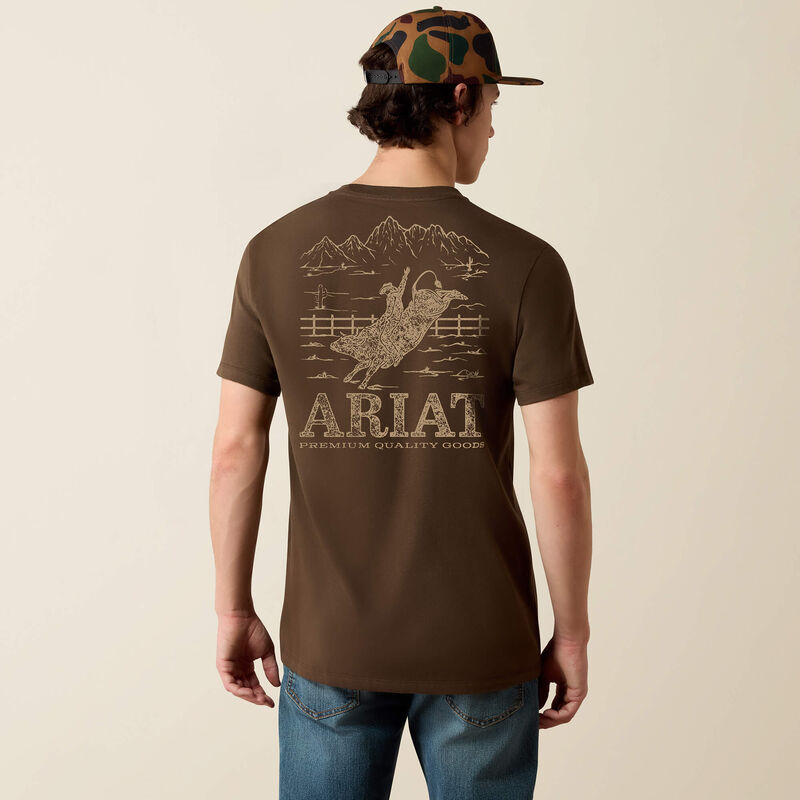 ARIAT MENS MOUNTAIN BULL SHORT SLEEVE TSHIRT - TURKISH COFFEE