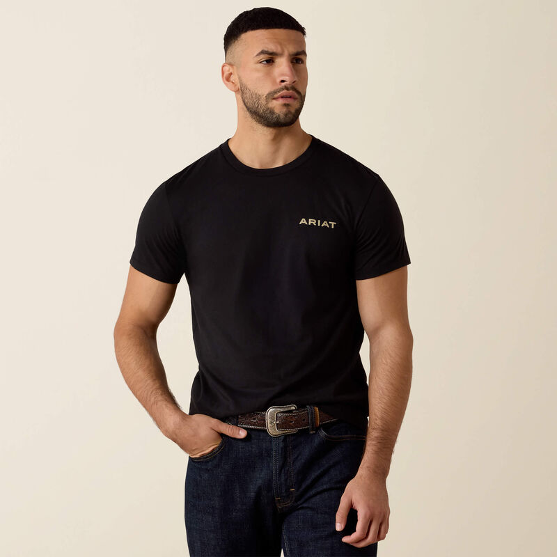 ARIAT MENS COJIBA SERAPE SHORT SLEEVE TSHIRT - BLACK